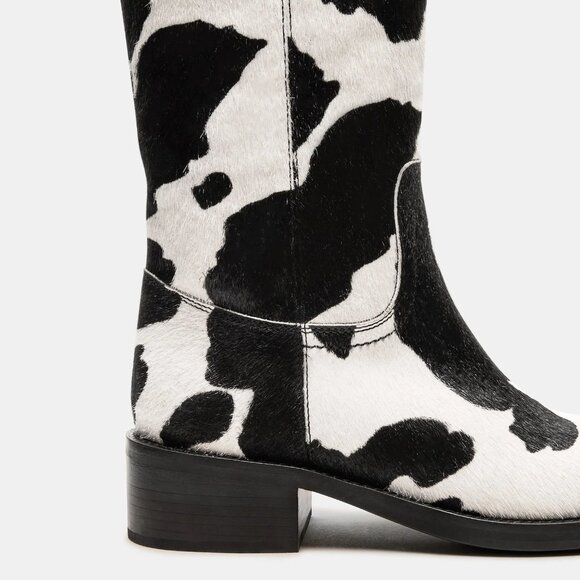 Steve Madden Riggs Womens Boots Cow Print Leather Real Fur - Picture 9 of 12